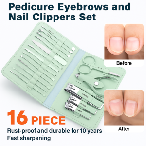 16 ชิ้นครัวเรือนสแตนเลสกรรไกรตัดเล็บชุดเครื่องมือทําเล็บชุดเครื่องมือเล็บ美甲工具套装
