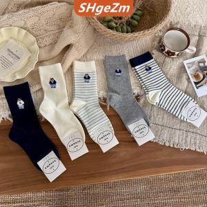 [COD] SHgeZm 2 5 cặp chất lượng tốt phim hoạt hình dễ thương GẤU SỌC giữa bắp chân vớ của phụ nữ đa năng cotton ấm hơn vớ thoáng khí quà tặng giáng sinh