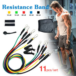 BISA COD [1 Set isi 11] Premium Resistance Band BERGARANSI // Alat Fitnes Rumah Band Resistensi 11Pcs Set 100 Lbs // Gym // Terapi Fisik // Latihan Gym Rumah untuk Pria Wanita // Tali Yoga Pilates // Fitness Portable // Lateks Tabung Pedal