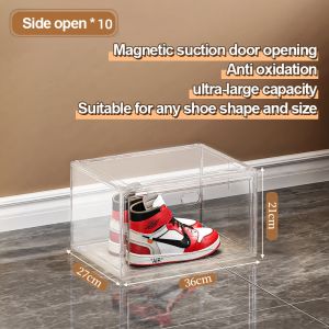 Cologer Big Capacity Stackable Magnetic Acrylic Side Open Display Sneakers Shoes Boxes Sneaker Storage Shoe Rack#XH002