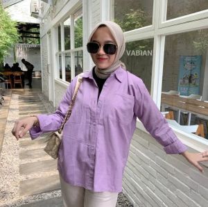 KEMEJA WANITA LINEN OVERSIZE KOREAN STYLE OLIVIA SHIRT RIKA SHIRT MASAKINI