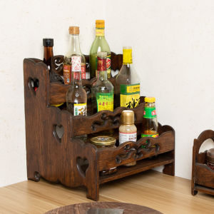 Solid Wood Desktop Finishing Rack Kitchen Seasoning Storage Rack Bathroom Storage Rack Washing Table Finishing Rack