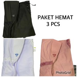 PAKET HEMAT 3 Pcs Hijab Instan Anak Sekolah TK SD SMP SMA Kerudung Pita Renda Nyaman Muslim Serut