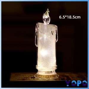 YP Crystal Candle Light Transparent Shell Desk Electronic Night Lamp Party Holiday Home Decor
