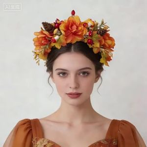 Băng đô cài tóc hoa giả phong cách rừng phụ kiện tóc tiệc tùng tiểu thư thanh lịch hoa dây leo dùng cho chụp ảnh nghỉ dưỡng phụ kiện nữ.