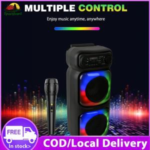 【Clearance Sale】 BT Karaoke Machine Support MIC/TF/USB/AUX Portable Speaker with LED Lights for Party Outdoor Travel Birthday Gift