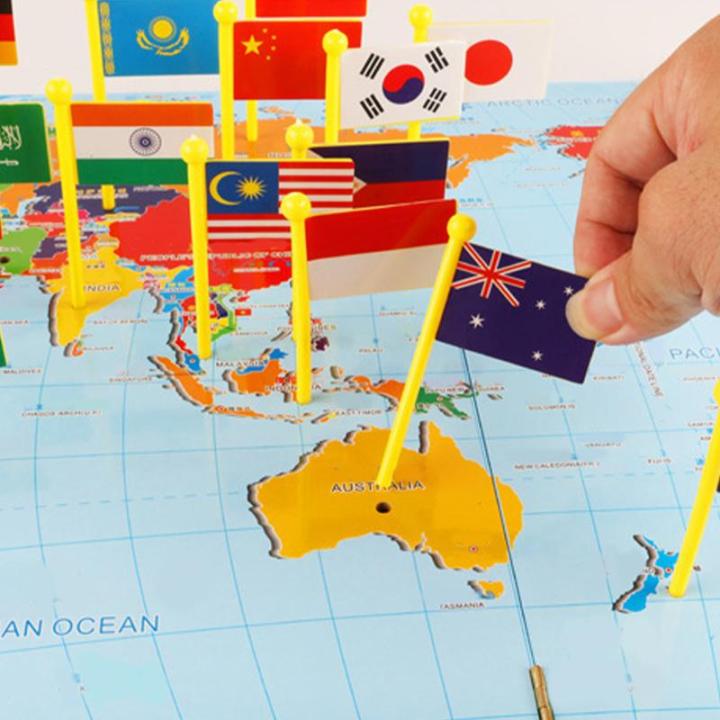 3D Wooden World Map Flag Matching Puzzle Geography Toy Foldable World  Geography Board with 30 Flags for Kids World Geography Board Interactive  Educational Toys