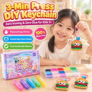 Kids DIY Beaded Keychain Non-iron DIY Fuse Beads Kit Non Toxic Template Craft Set Making Kit For Kids Adults