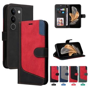เคสโทรศัพท์กันตกสำหรับ Vivo V29 V27 V27 Pro 3สีกระเป๋าสตางค์หนัง2พลิกช่องการ์ดเคสโทรศัพท์