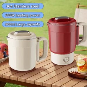 NOER Thép không gỉ 304 Ấm đun nước điện Di động 800ml Ấm đun nước mini Đã nâng cấp  Có thể gập lại Máy sưởi nhỏ Du lịch