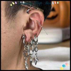 【Jumpping】 Punk Grunge Rock Chain Earrings Cool Fashion Cone Drop Earrings Goth Aesthetic Charm Jewelry Hip Hop Accessories Gift