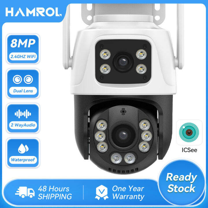 Hamrol 8MP 4K IP Camera Outdoor WiFi PTZ Dual Lens Dual Screen WiFi ...