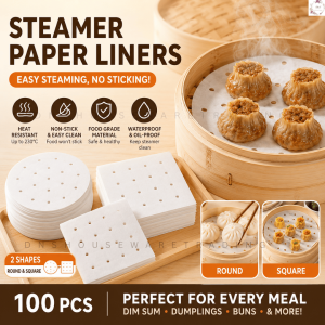 🇲🇾 [100pcs] Food Grade Steamer Paper Round Square Non Stick Steaming Paper Kertas Kukus Dumpling Bun Dim Sum 蒸笼垫纸蒸点心纸蒸包纸