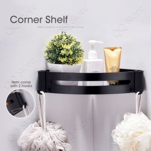 Bathroom Shelf Toilet Rack Accessories Gold Corner Shelve Towel Hang Kitchen Wall Dinding Shampoo Rak Bilik Mandi F38