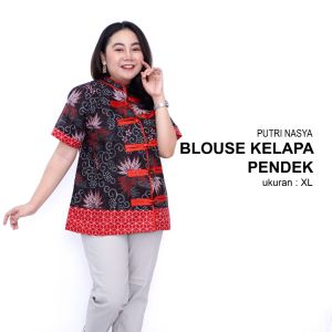 Blouse Big Size Wanita Atasan Batik Lengkap S-M-L-XL-XXL-3L-4L-5L Model Blus Jumbo Seragam Batik / Blus Pendek Big Size / Atasan Kerja Wanita Jumbo Kantor / Blouse Jumbo Formal Kerja