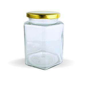 Hexagon Glass Jar 500 mL | Jar Madu | Toples Kaca Segi Enam