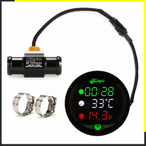 Motorcycle KOSO Round Water Temperature Voltage Meter Time Clock usb Voltmeter 5-in-1 Gauge With Sensor For Yamaha Y15ZR LC135 Honda RS150