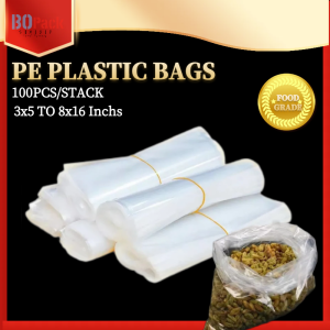 100 PCS PE PLASTIC BAGS FOOD GRADE Polyethylene PLASTIC PACKAGING BAG 50 MICRONS