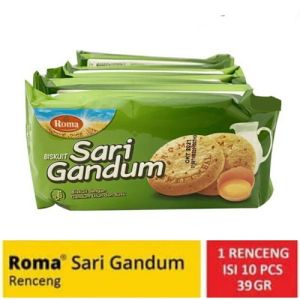 Roma Biskuit SARI GANDUM Sandwich 10 pcs x 39gr Snack Cemilan Anak Biskuit Renyah Enak