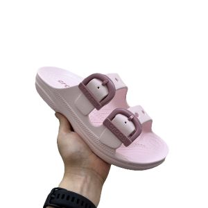 Dép Lê Buckle đế thấp chuẩn xịn chống hôi chân nhựa đúc liền khối siêu bền đi mưa lội nước đi biển cho nữ màu hồng nhạt
