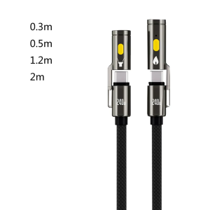 Fast Speed 240W USB C Cable Build In LED Light Compatible for Laptops Phones Outdoor Camping Essential