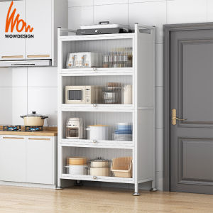 Kitchen Cabinet almari dapur Kitchen Rack multi-layer Microwave oven rack Rak Dapur Display Cabinet stainless steel shelf household Storage Cabinet with flip top door/kitchen rack/living room rack/anti rust cabinet/dish cabinet Dapur Kabinet