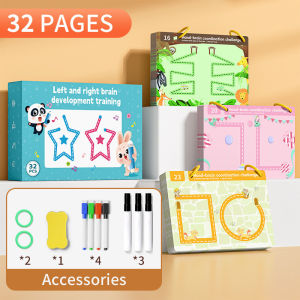 SG Tracing Pen Control Book for Kids Reusable Erasable Handwriting Drawing Practices Educational Montessori Tool