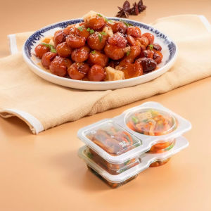5PCS Disposable Sauce Box Seasoning Cup Plastic Oil Vinegar Chili Sauce Box 2 Compartment Suitable For Outdoor Picnics
