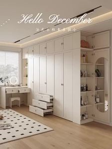 [CozyNest ]【】 Wardrobe Cabinet Cream Style White Small Wardrobe Cabinet Bedroom Side Cabinet Corner Desk Cabinet