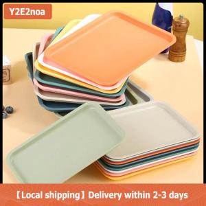 【Local shipping】 Hình chữ nhật Pallet Nordic nhựa thực phẩm phục vụ khay nhiều màu sắc lưu trữ khay hộ gia đình nhà bếp Trái cây tráng miệng khay