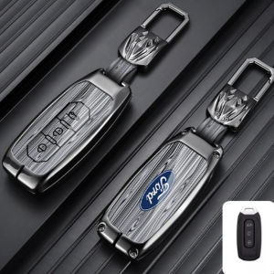 Ốp chìa khóa xe ô tô FORD Territory Ốp hợp kim Vân Gỗ Xám Nâu cao cấp sang trọng
