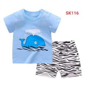 COD BAJU SETELAN KAOS ANAK BAYI LAKI LAKI LENGAN PENDEK WARNA KUNING MOTIF CAT KUCING LUCU BAHAN KATUN