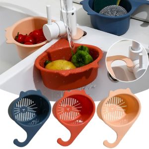 Kitchen Sink Drain Rack Cat Shape Drain Basket Faucet Filter Basket Kitchen Sink Food Strainer Fruits Vegetables Hanging Drainer Rack