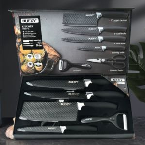 Carote Kitchen knife set 5 pieces Premium White Knife Set With Holder (kitchenknife/chef knife/Santoku knife/scissors/knife hold)