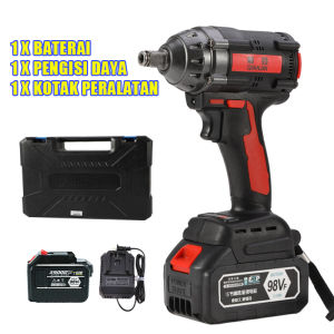 (Dikirim Dari Jakarta) Impact Wrench 650N.M 98V 2 baterai / Mesin Impact Baterai Cordless Impact Wrench Brushless 1/2 Inch Impact Wrench Brushless Impact 98v Original Bor Baterai Cas Komplit Bolak Balik