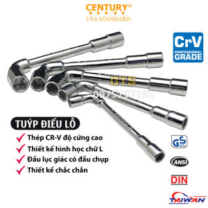 Tuýp điếu lỗ xi bóng 6-17mm hãng CENTURY bộ cần khoá ống điếu có lỗ chữ L 2 đầu siết lục giác thép CR-V đúc nguyên khối Cần tuýp 2 đầu