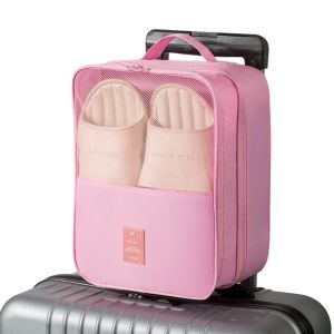 BEBA Hanging Shoes Storage Bag Double Layer Breathable Mesh Travel Shoe Bag Multi-Functional with Pocket Shoes Packaging Pouch for Business Trip