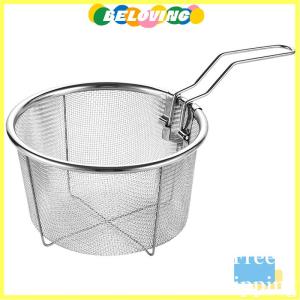 Beloving Flash Sale French Chip Frying Strainer Basket Stainless Steel Deep Fry Basket Kitchen Round Fryer Wire Mesh With Handle Wire Colander Nets