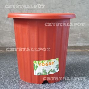 Pot Bunga Tanaman Tinggi Ypt 19 Yogap Bata Bahan Tebal - YOGAP YPT 19 MERAH BATA