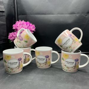 JIMS FLOWER DESIGN COFFEE CERAMIC MUG ship with random designs  ( SOLD BY 6 PCS )