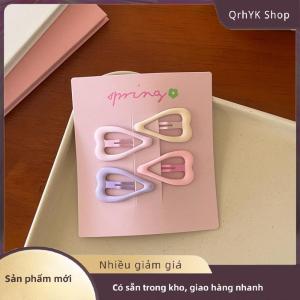 Hàng có sẵn✨ 4 cái bộ màu hồng đơn giản trái tim sao tóc clip cho cô gái dễ thương kẹp tóc barrettes phụ kiện thời trang Quà Tặng
