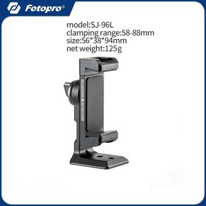 Fotopro SJ-99L/96L Dual Cold Shoe phone Mount with Tilt Adjustment 1/4" Tripod-Compatible Metal Phone Clamp for Vertical/Horizontal Shooting