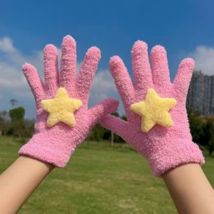 Winter Outdoor New Womens Plush Thick Gloves Cold Resistant Warm Five Finger Riding Gloves