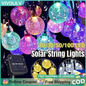 VIVOLILV Solar 100 Led String Fairy Light Solar Christmas Light Bubbles Crystal Ball String Lights Outdoor Waterproof Lamp Home Christmas Party Decoration