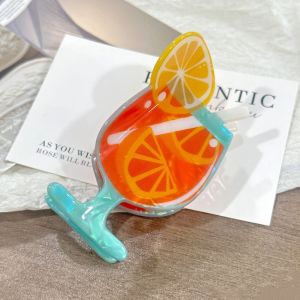 GG42AP Kẹp tóc đuôi ngựa Kẹp tóc chủ đề  Hình dạng cốc Acrylic Kẹp tóc acrylic Ngọt ngào Phong cách bãi biển Kẹp cá mập sáng tạo Mùa hè