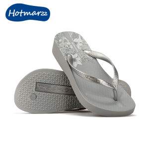 Hotmarzz Womens slope heel flip flops PVC high heels clip on beach shoes for wearing fashionable slippers  HM7023