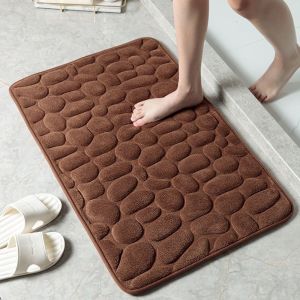 YESMILE Non-slip Bath Mat Washable Water Absorption Doormat Durable Household Cobblestone Embossed Bathroom
