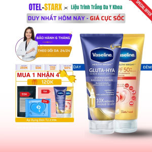 Combo Vaseline Dưỡng Thể Ngày & Đêm 330ml X300ml Phục Hồi Dưỡng Trắng OTEL STARX OV-2BX5010 Body Lotion Chống Nắng Nâng Tông Chuẩn Auth