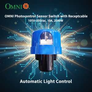 OMNI Photocontrol Sensor Switch with Receptacle | 105V-305Vac 10A 2000W | Automatic Light Control
