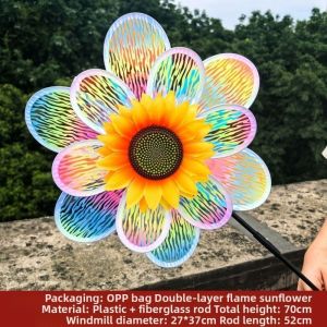 VIVIDI Multistyles Sunflower Windmill PVC Diameter 28/30cm Garden Yard Wind Spinner High Quality Stake Standing Lawn Flower Pinwheel Outdoor Party Picnic Decor